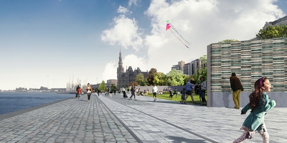 Toekomstig namenmonument op de Scheldekaaien