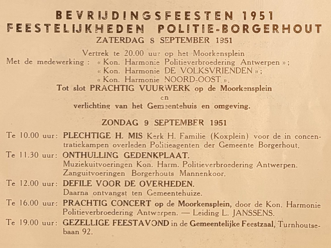 Herinneringsalbum 1951, Archief van Politie-vriendenkring Borgerhout (POLIBOR).  met dank aan heemkundige kring Gitschotelbuurschap.
