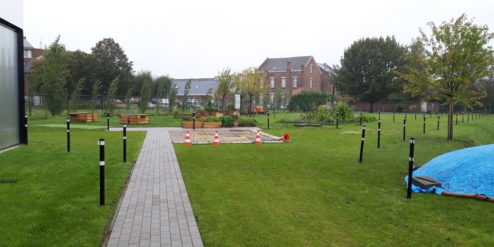 Ruime groene tuin met verhard pad