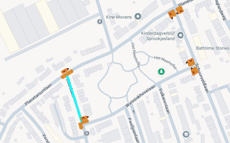 Omleiding werken fase 1A (werfzone aangeduid in het blauw)