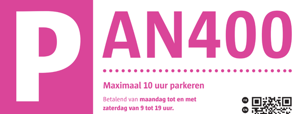 Header van parkeerinformatiebord met daarop de AN-code Header van parkeerinformatiebord met daarop de AN-code