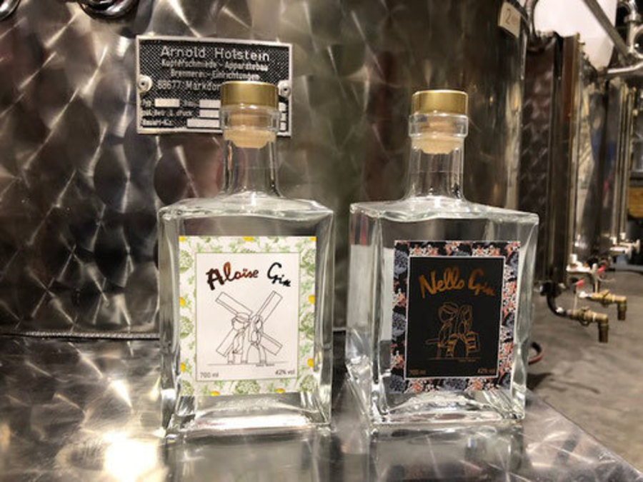 Twee flessen gin