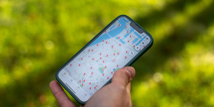 Mobiele telefoon met checkpoints Mobiele telefoon met checkpoints