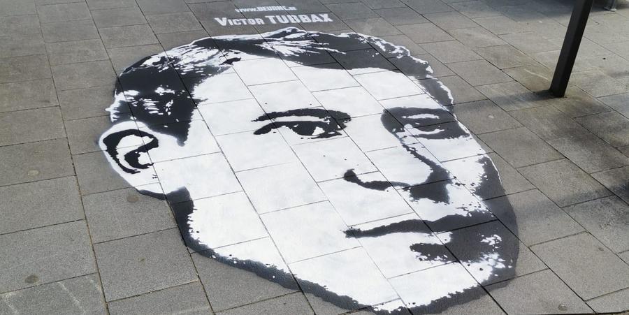Streetart hoofd van Victor Tubbax Streetart hoofd van Victor Tubbax