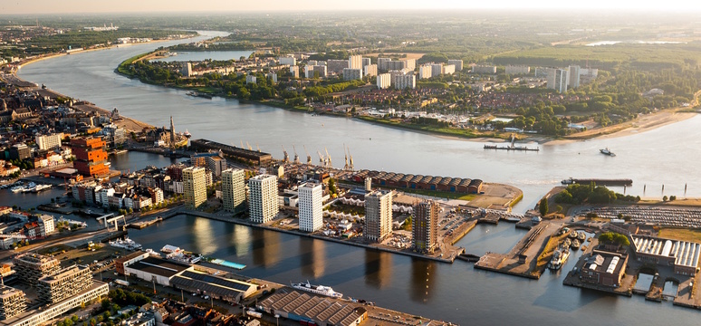 luchtbeeld van de Scheldebocht