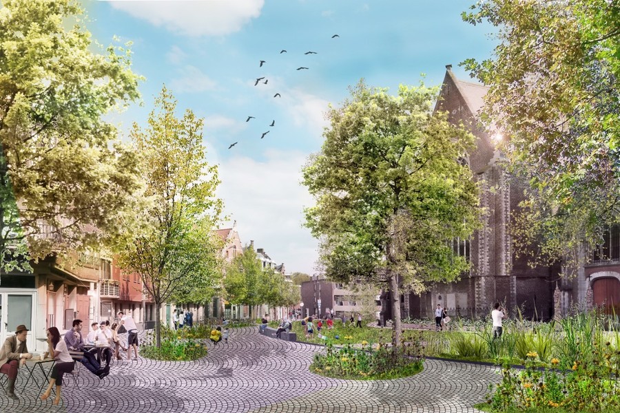 Mogelijk toekomstbeeld voor Markt met veel ruimte voor horeca en winkels