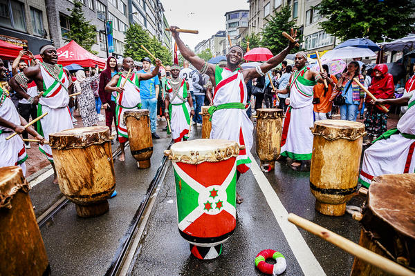 Royal Burundi Drummers tijdens de parade