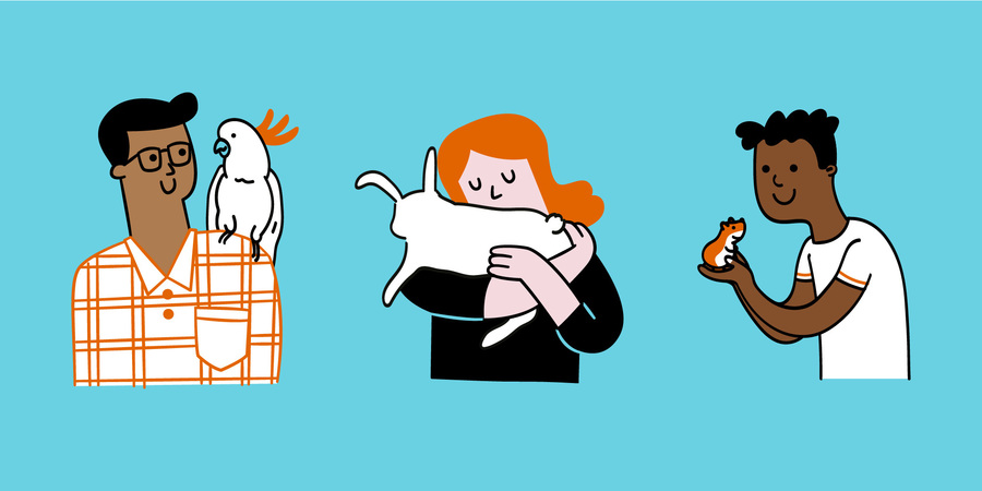 illustratie van mensen met verschillende dieren