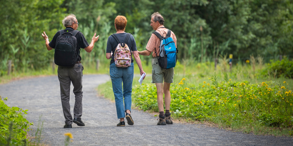 Foto van wandelende senioren in natuurgeboed