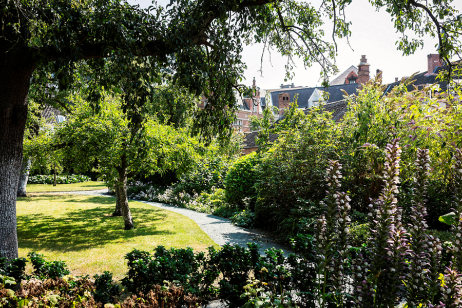 De tuin van het Begijnhof in de Rodestraat De tuin van het Begijnhof in de Rodestraat