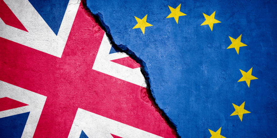 Britse en Europese vlag Britse en Europese vlag