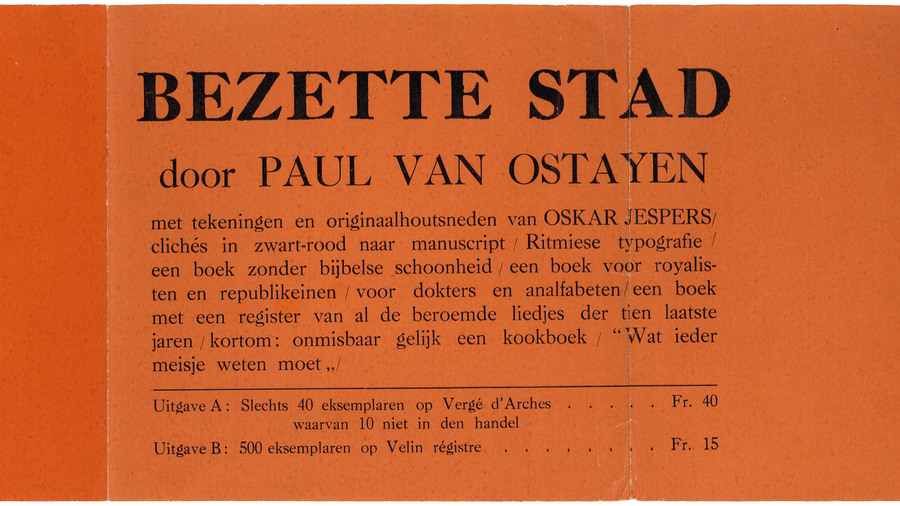 foto van buikbandje rond de dichtbundel 'Bezette Stad' van Paul van Ostaijen foto van buikbandje rond de dichtbundel 'Bezette Stad' van Paul van Ostaijen