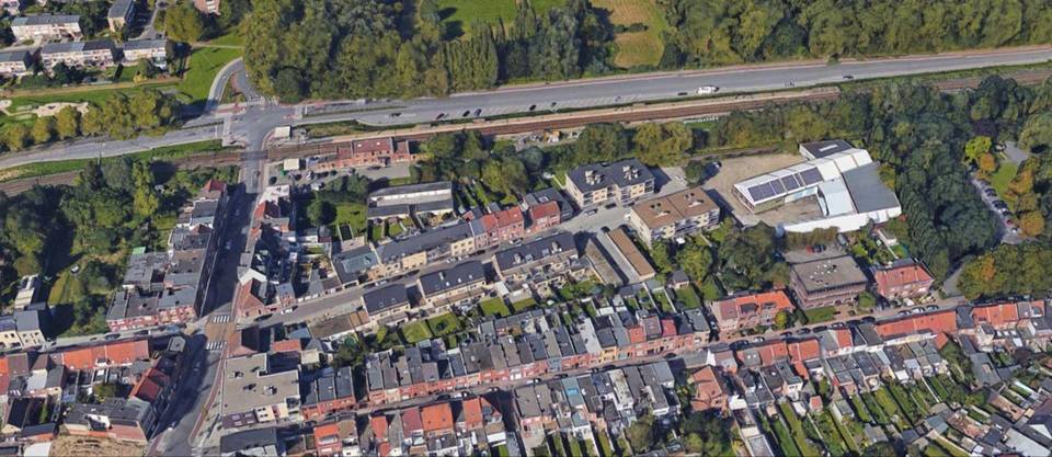 luchtbeeld stationsomgeving Hoboken
