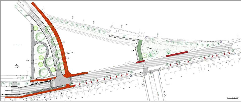 Plan van het nieuwe kruispunt en omgeving