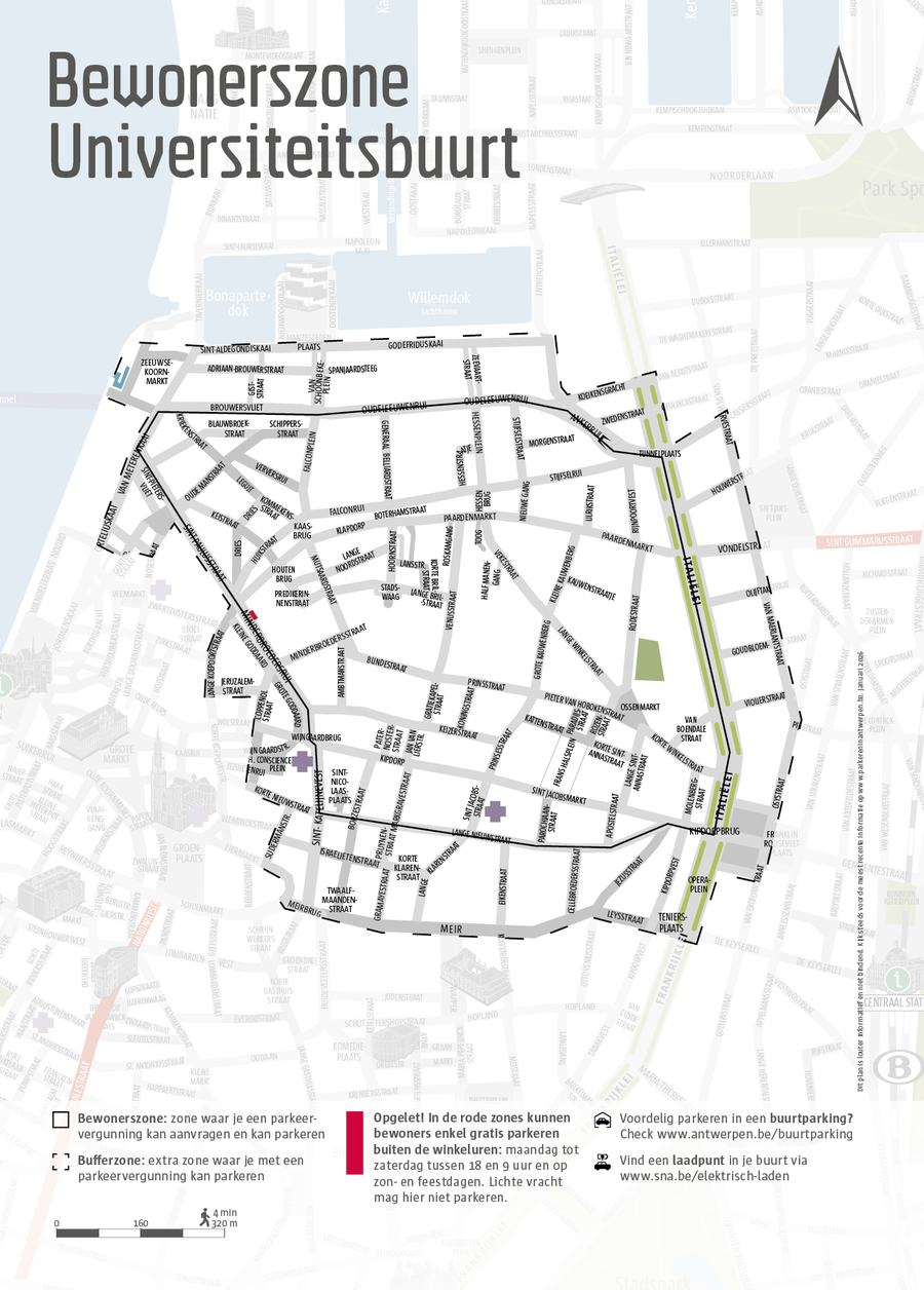 Kaart bewonerszone Universiteitsbuurt