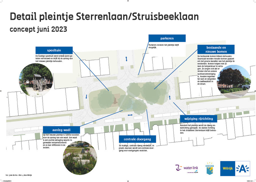 Detail pleintje woonstraat Sterrenlaan Detail pleintje woonstraat Sterrenlaan