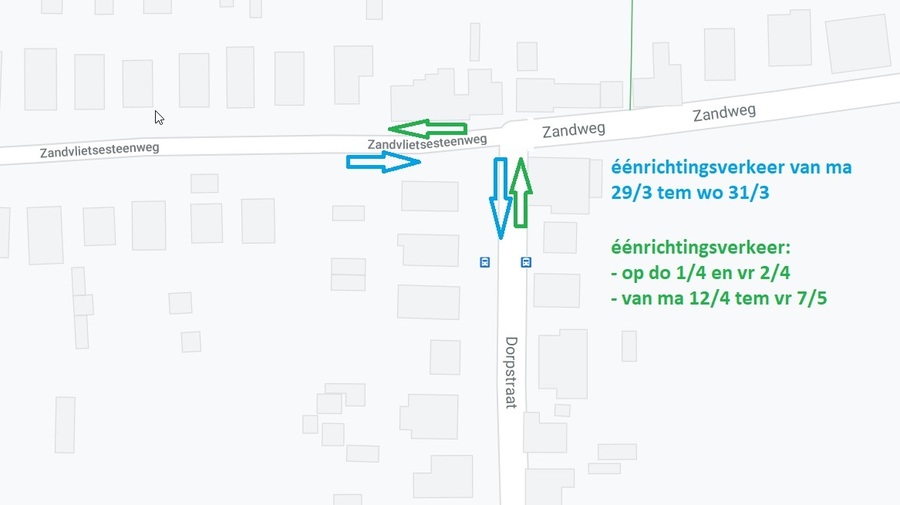 éénrichtingsverkeer tijdens de nutswerken op de Zandvlietsesteenweg éénrichtingsverkeer tijdens de nutswerken op de Zandvlietsesteenweg