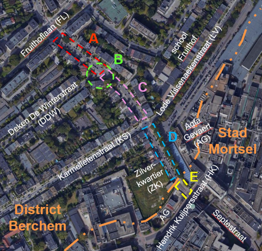 De Oogststraat is opgedeeld in 5 zones De Oogststraat is opgedeeld in 5 zones