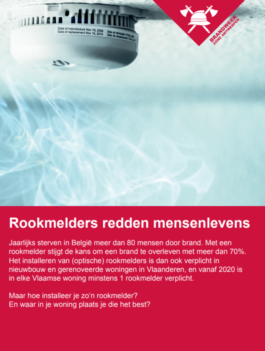 De voorpagina van de folder 'Rookmelders redden mensenlevens' De voorpagina van de folder 'Rookmelders redden mensenlevens'